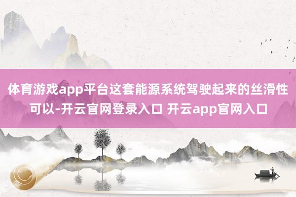 体育游戏app平台这套能源系统驾驶起来的丝滑性可以-开云官网登录入口 开云app官网入口