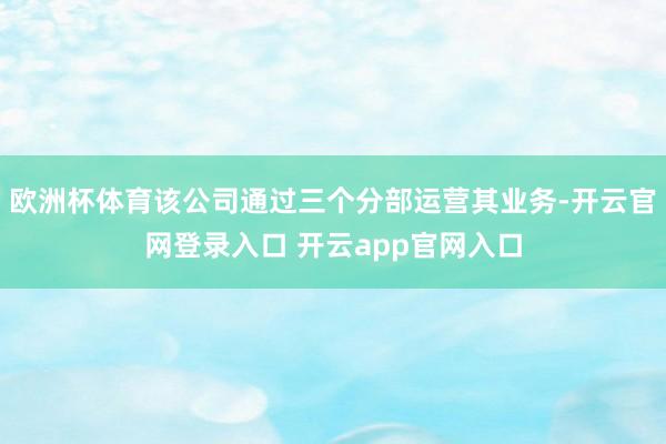 欧洲杯体育该公司通过三个分部运营其业务-开云官网登录入口 开云app官网入口